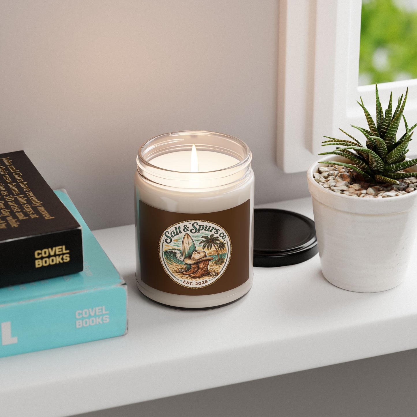 Soy Candle — Coastal 'Salt & Spurs Co.' Scented Jar (9 oz)
