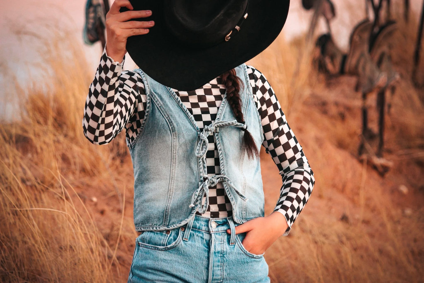 Checkered Mesh top