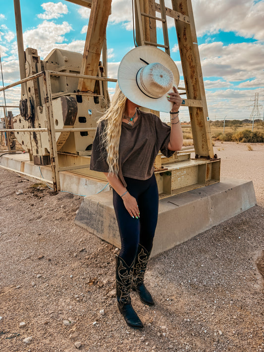 Coffee oversized crop tee