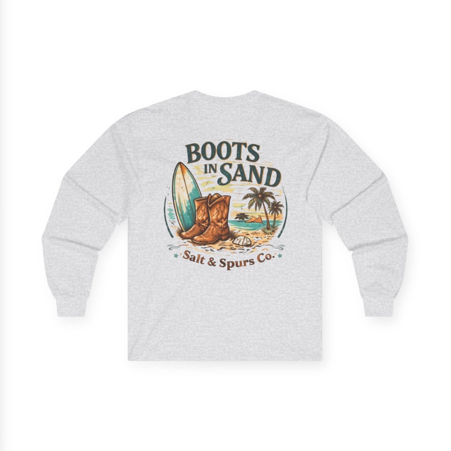 Boots in Sand Long Sleeve Tee — Surf & Western Beach Shirt