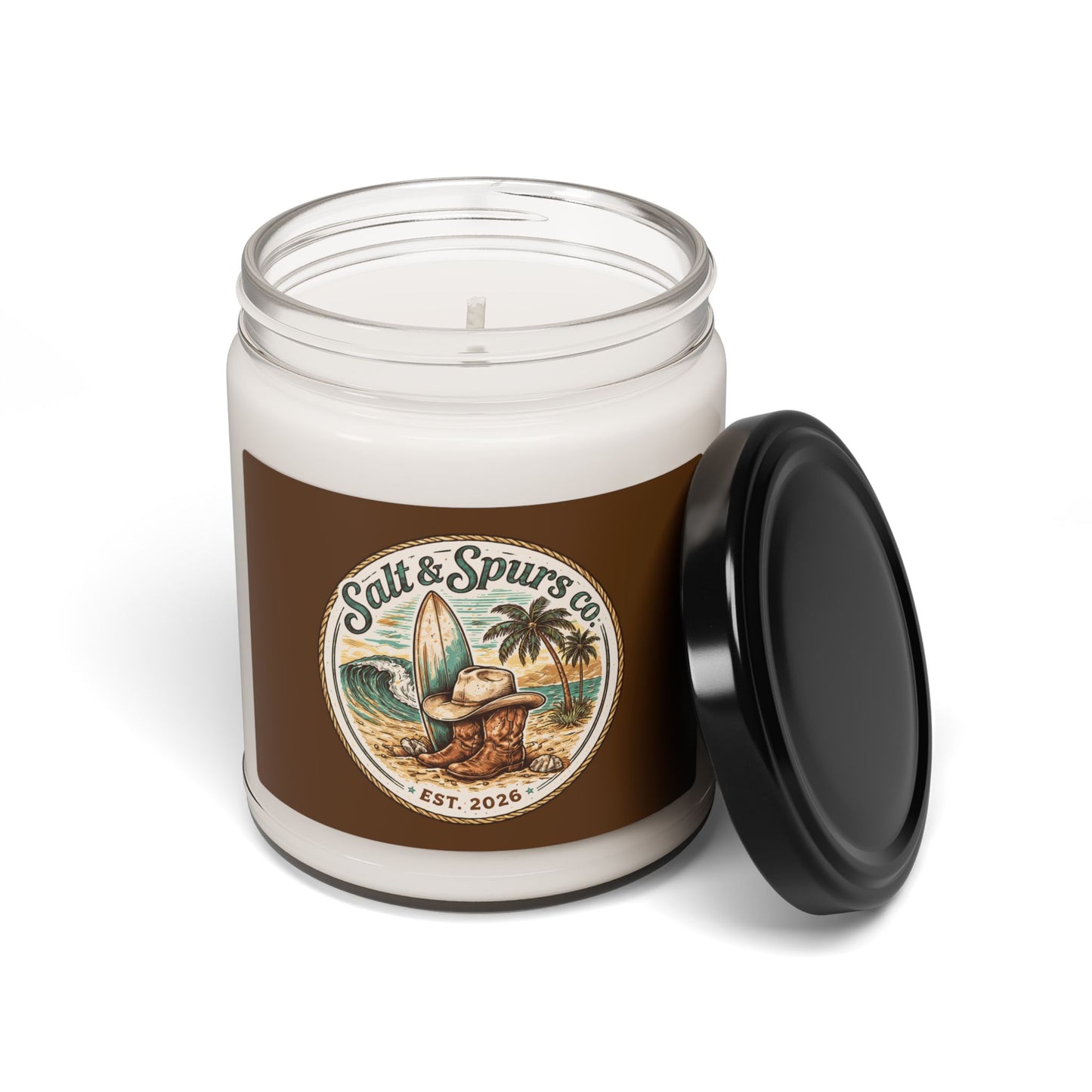 Soy Candle — Coastal 'Salt & Spurs Co.' Scented Jar (9 oz)