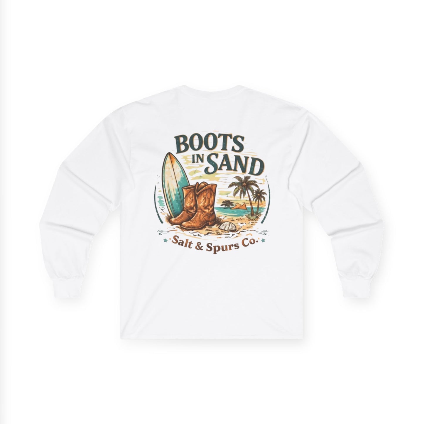 Boots in Sand Long Sleeve Tee — Surf & Western Beach Shirt