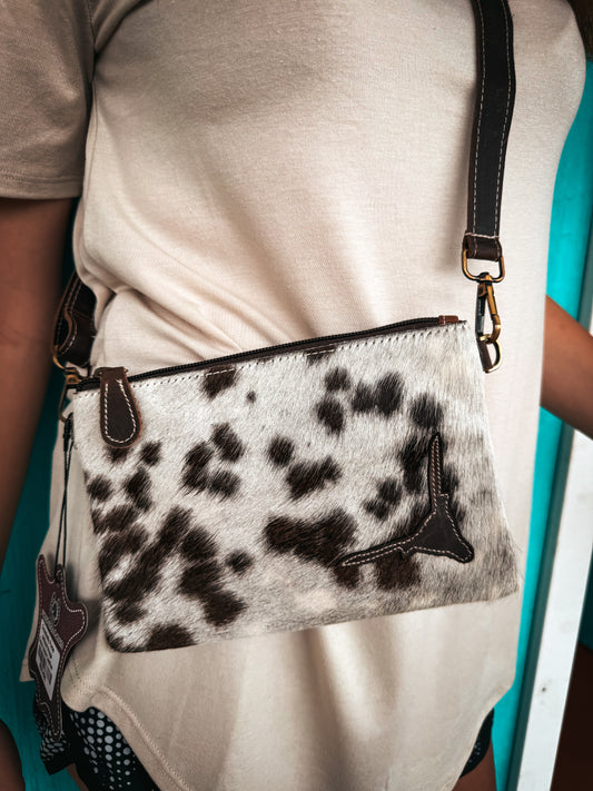 cowhide bull head purse