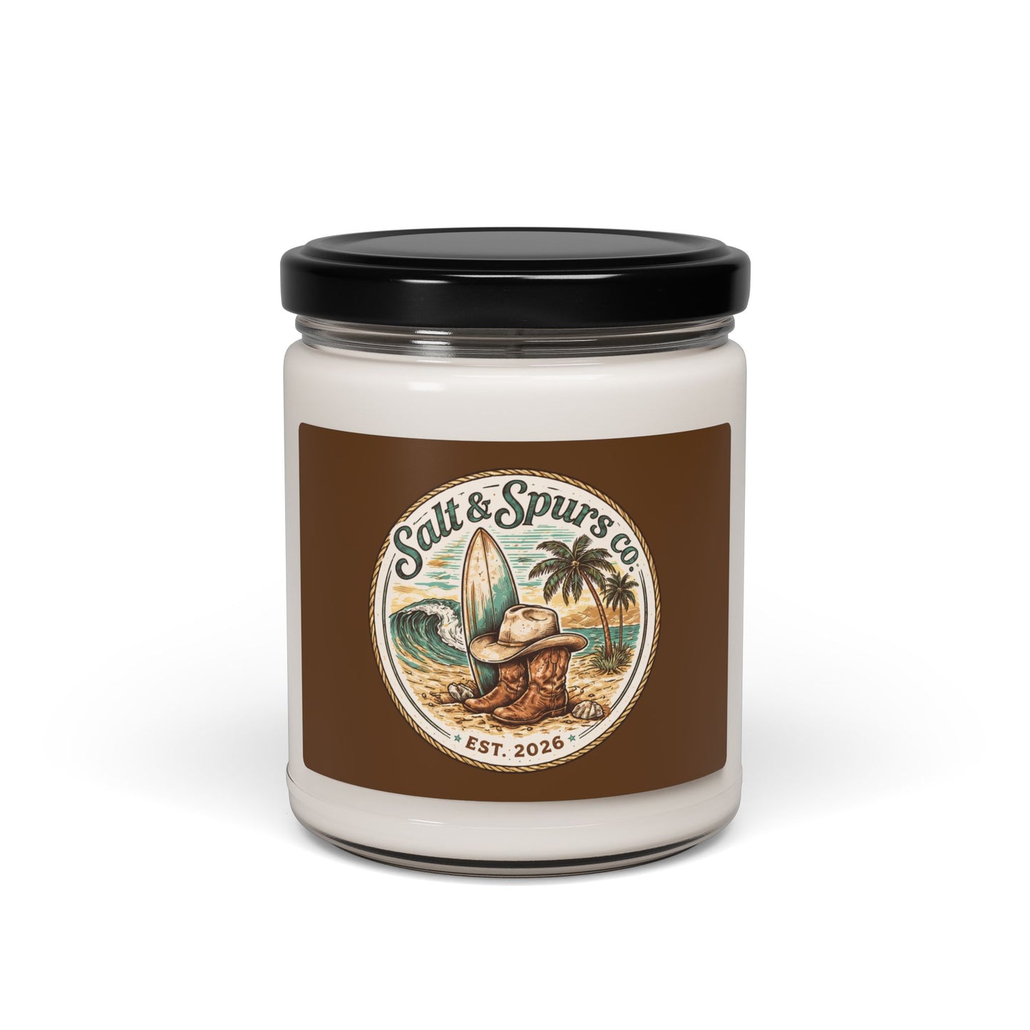 Soy Candle — Coastal 'Salt & Spurs Co.' Scented Jar (9 oz)