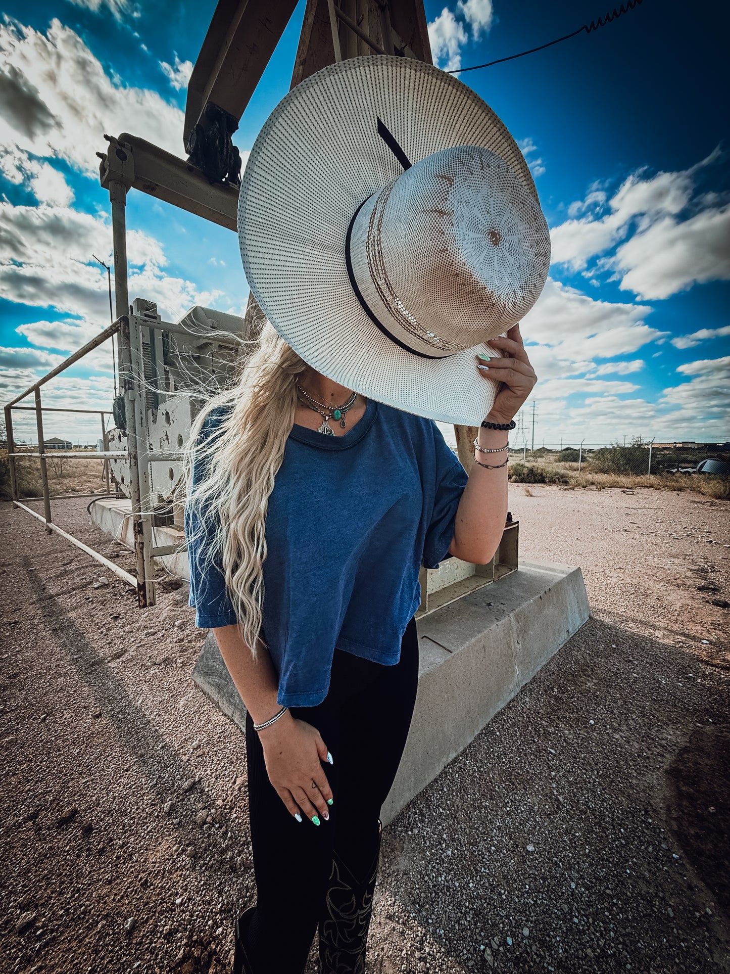 Navy oversized crop tee