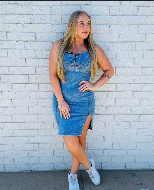 Blue denim dress