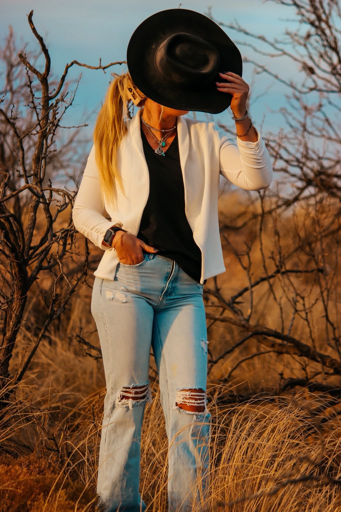 White cardigan