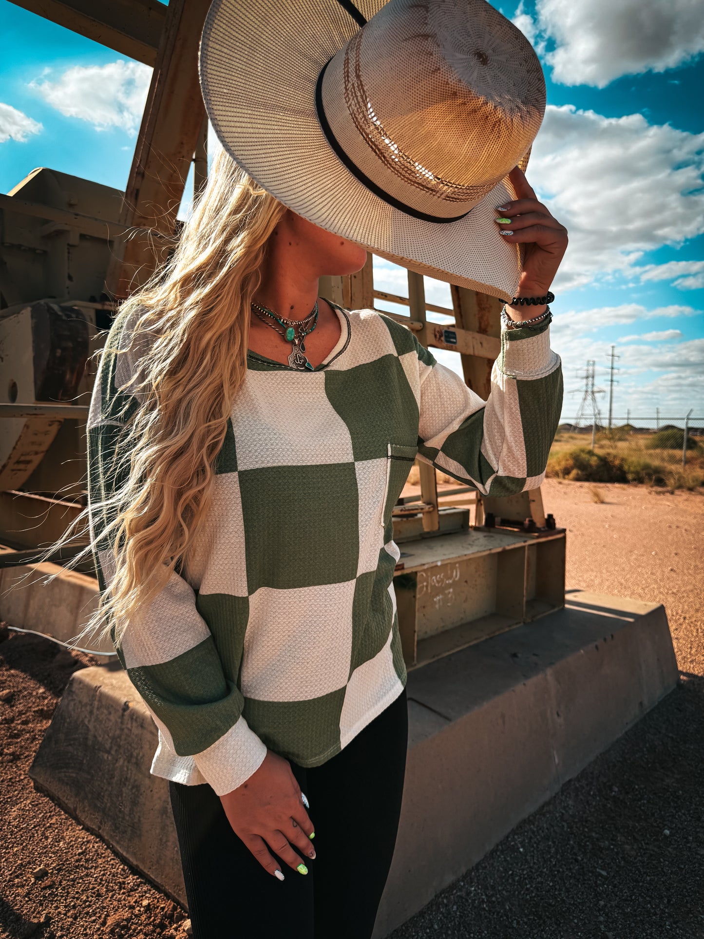 Olive checkered sweater