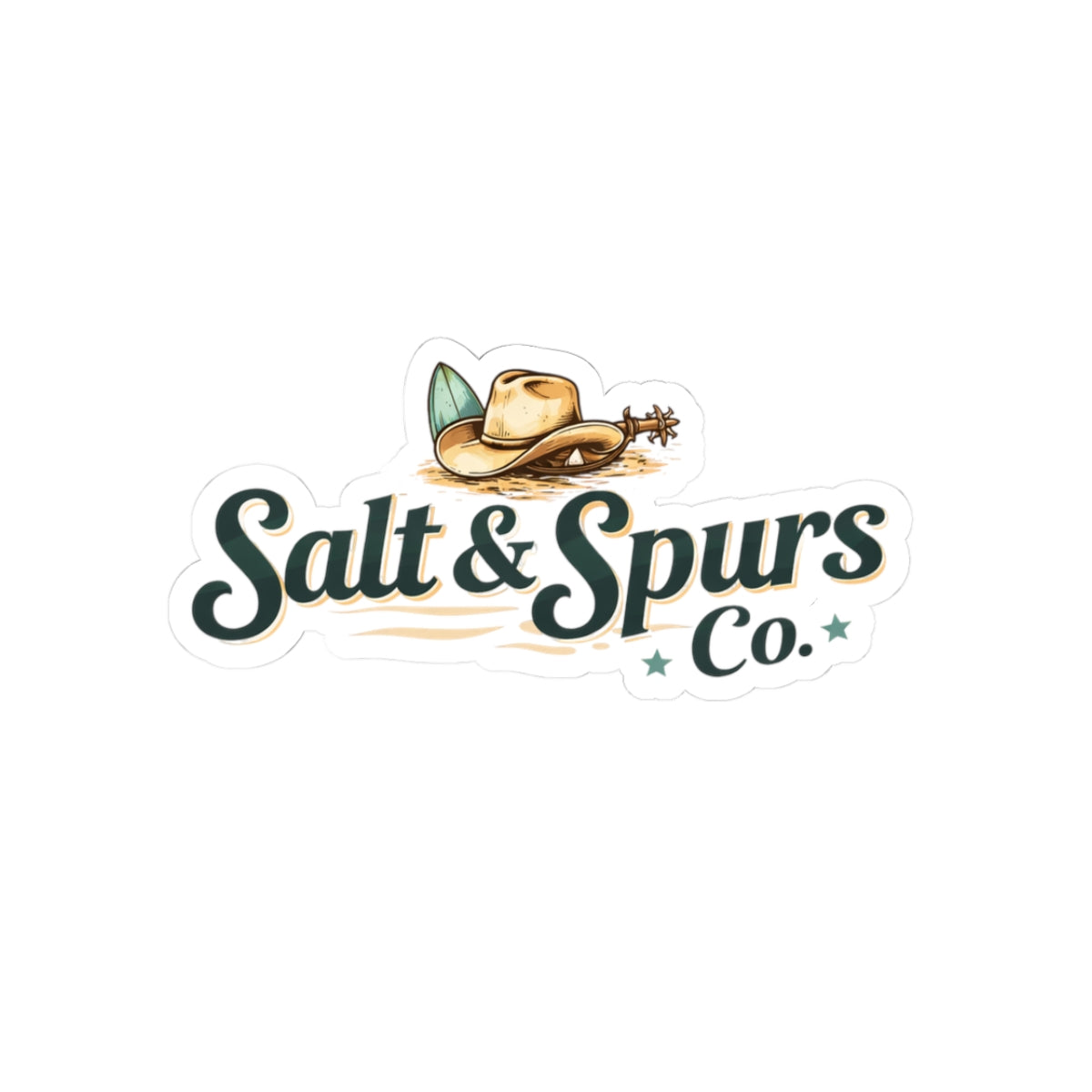 Salt & Spurs Co. Logo Kiss-Cut Sticker — Western Cowboy Hat Laptop Decal