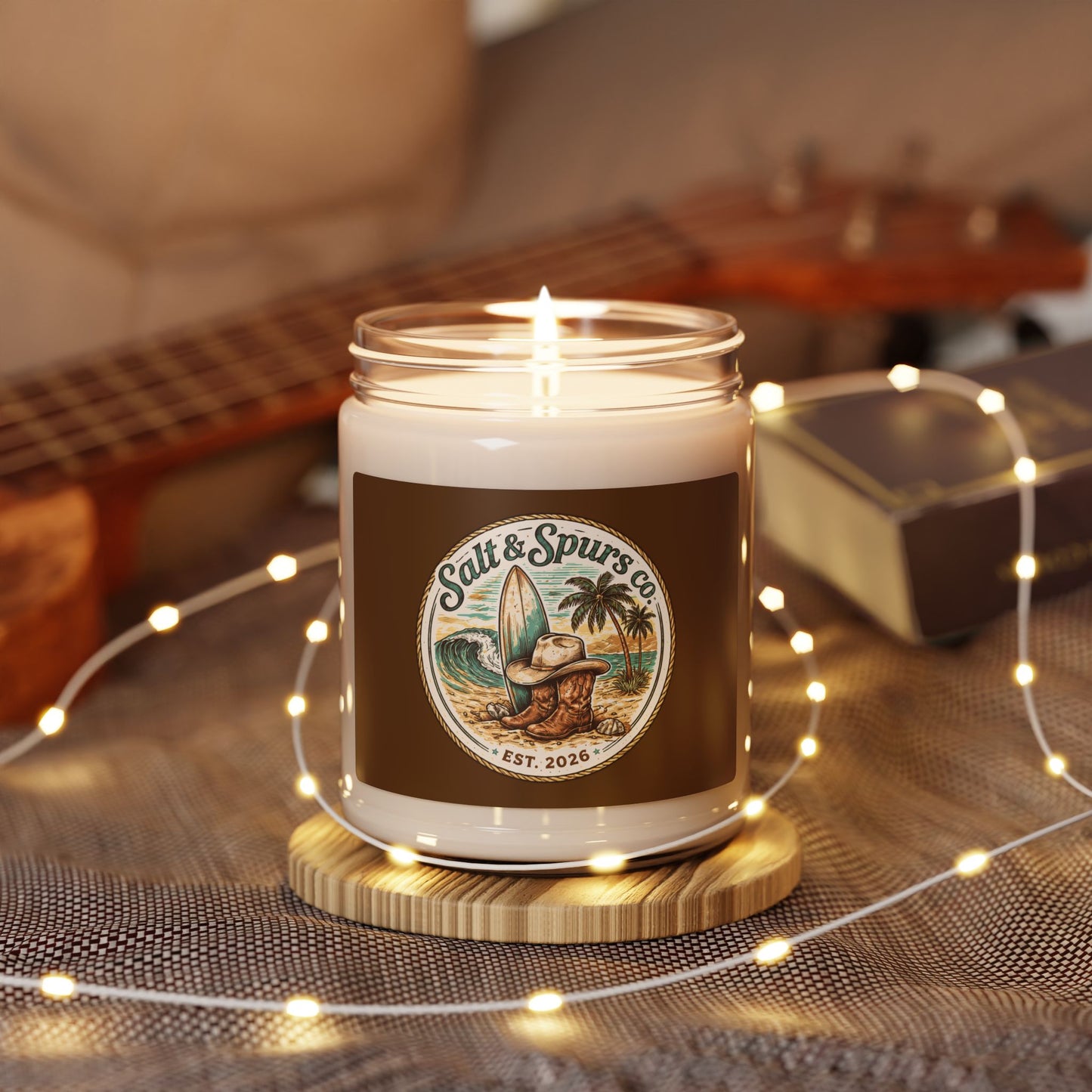 Soy Candle — Coastal 'Salt & Spurs Co.' Scented Jar (9 oz)