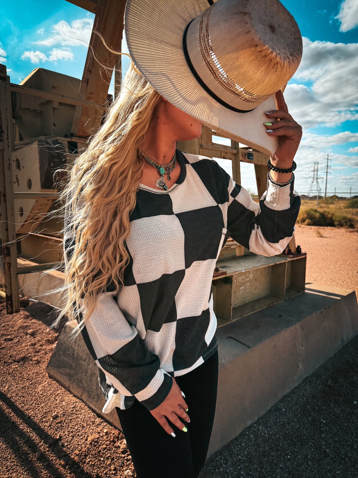 Grey checkered sweater