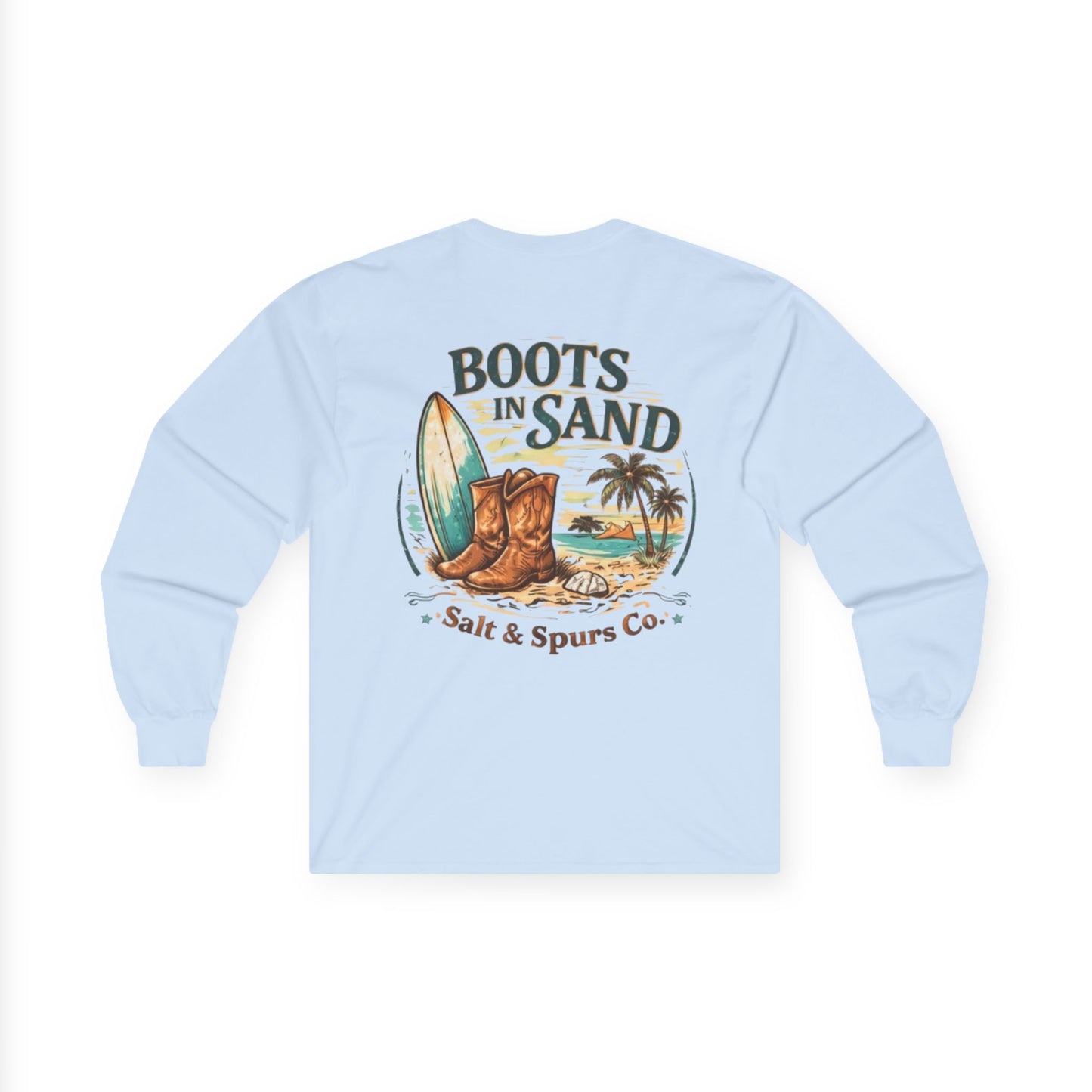 Boots in Sand Long Sleeve Tee — Surf & Western Beach Shirt