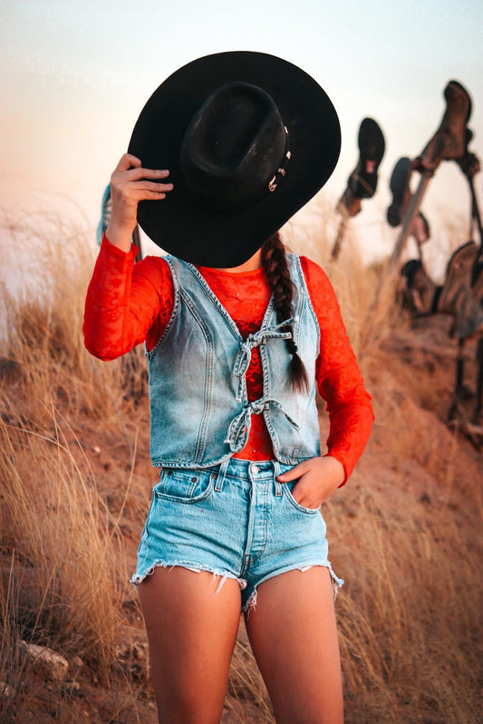 Red mesh lace top
