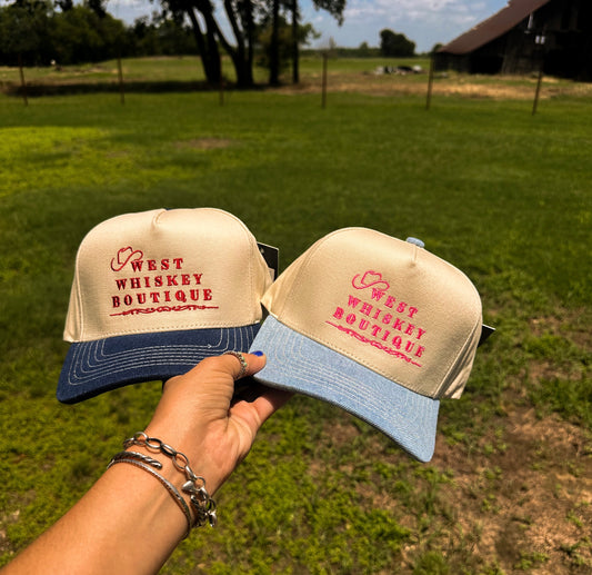 NEW denim West whiskey hats