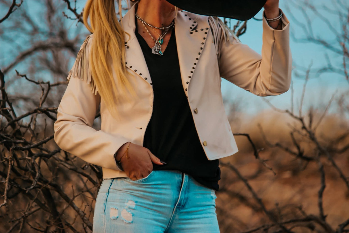 Cream leather jacket