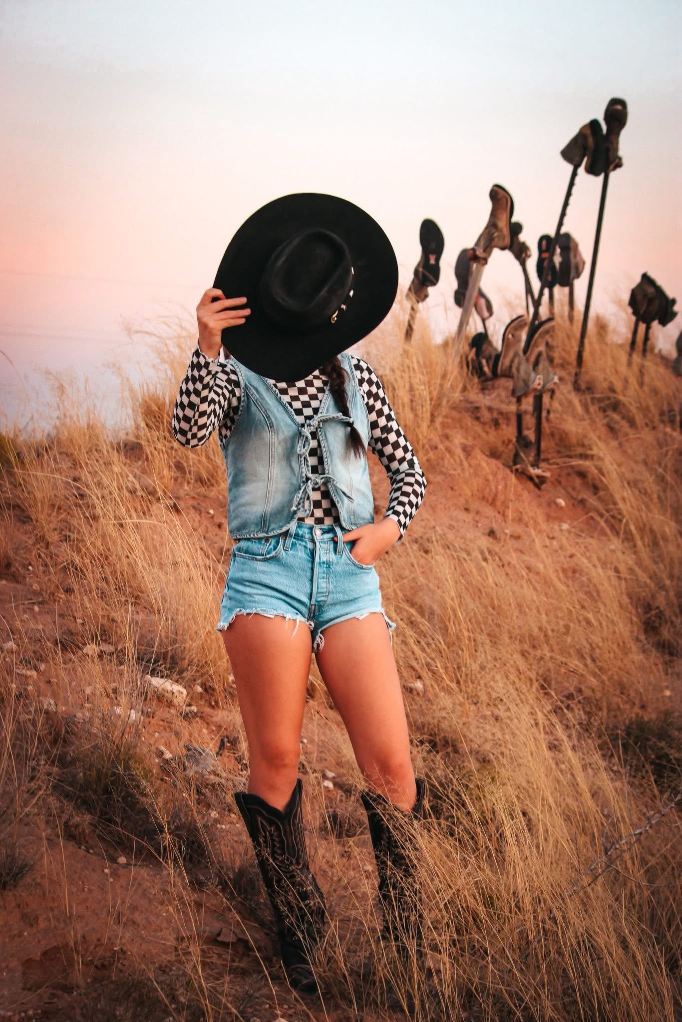 Checkered Mesh top