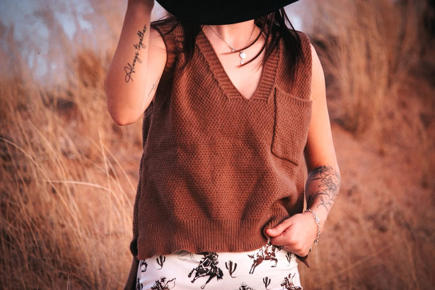 Brown sweater vest