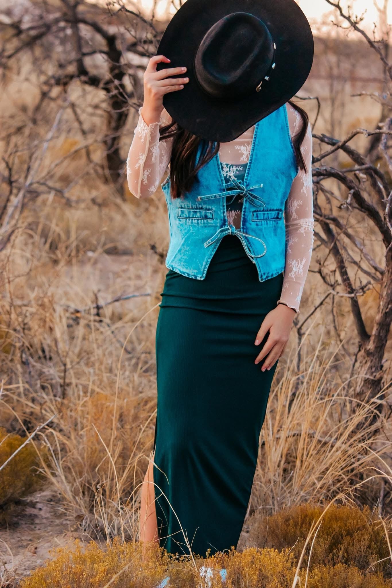 Green maxi skirt