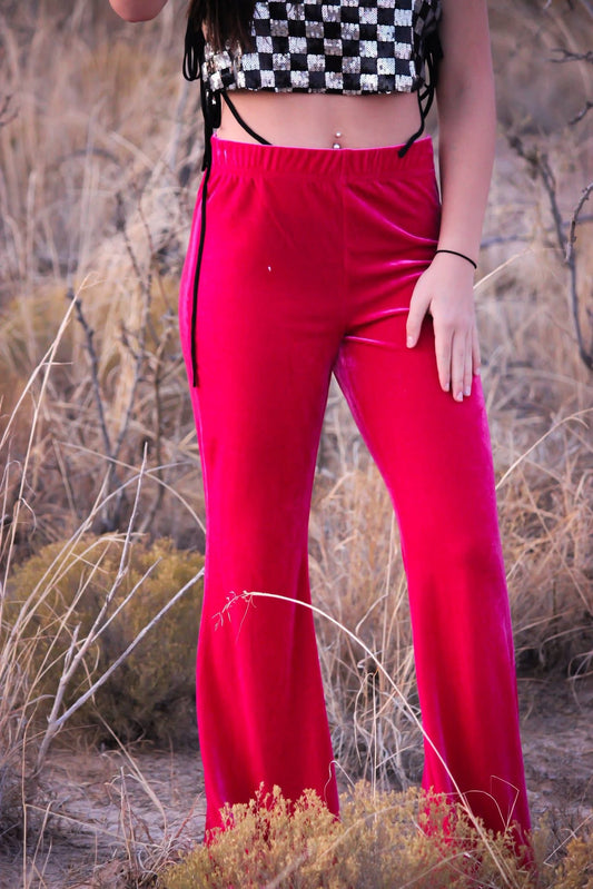 Pink velvet pants