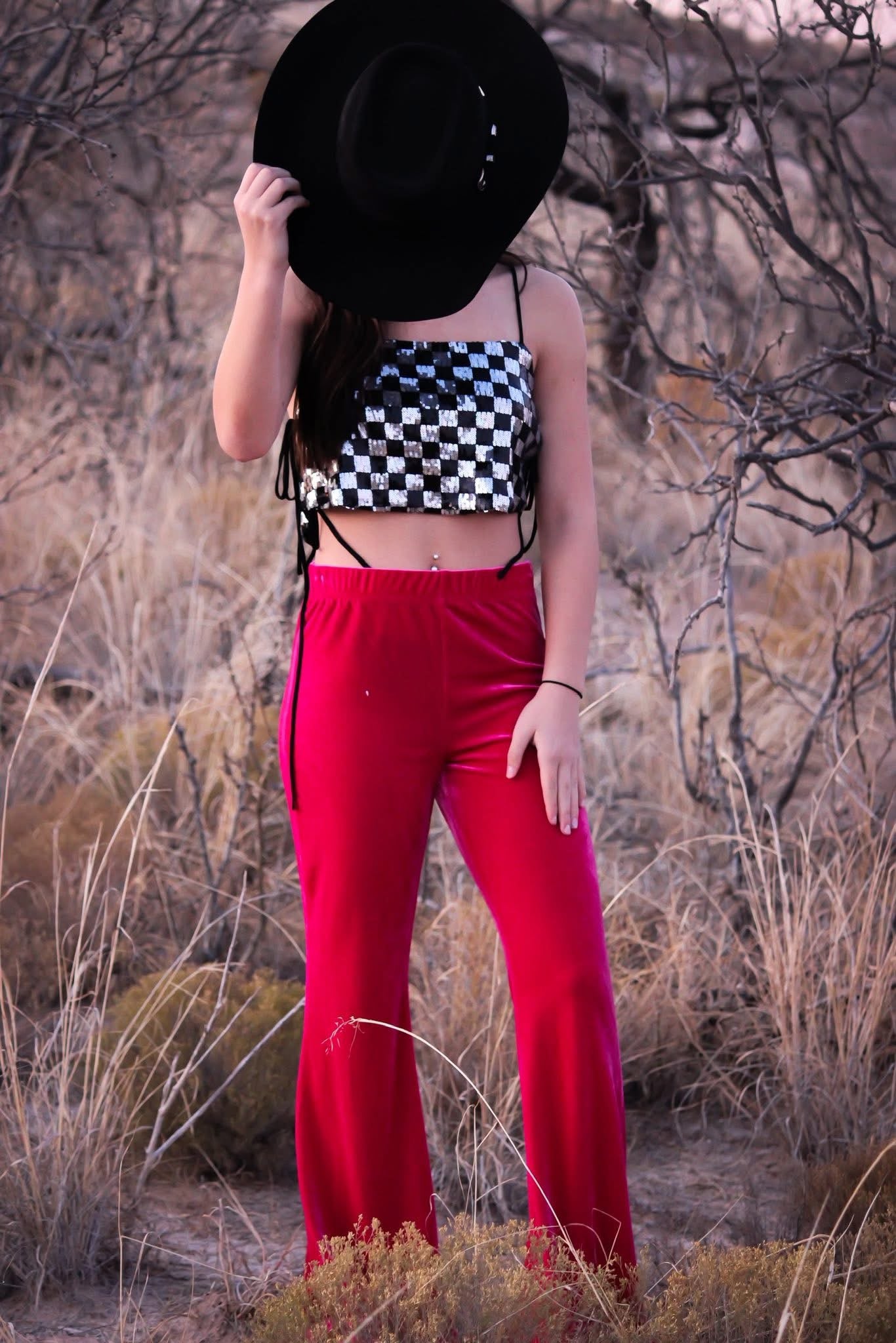 Pink velvet pants
