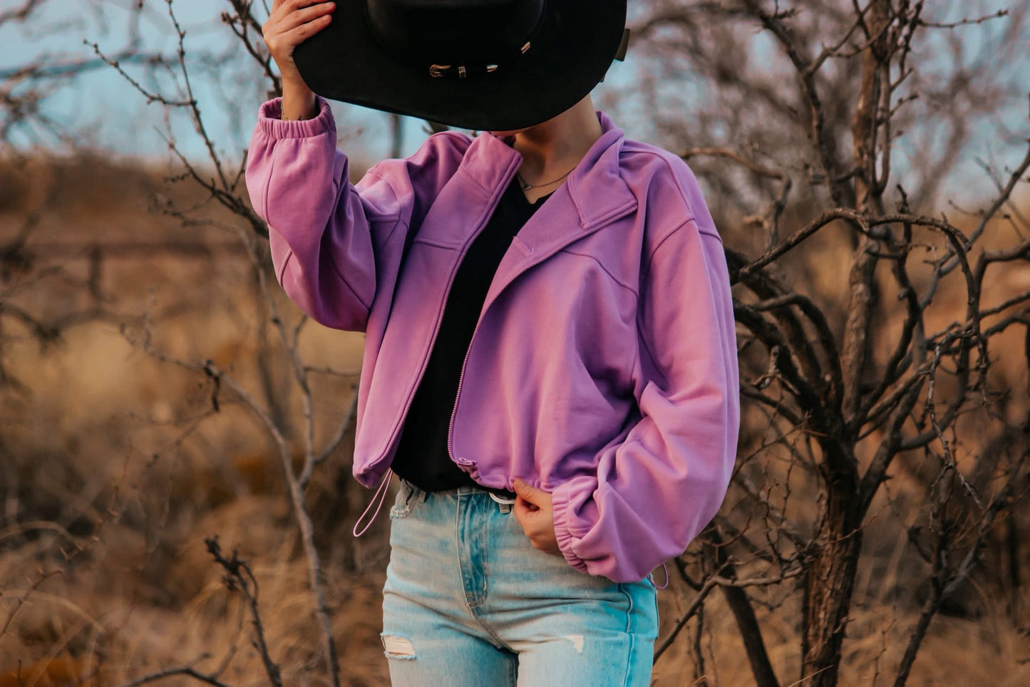 Purple Crop Zip Jacket