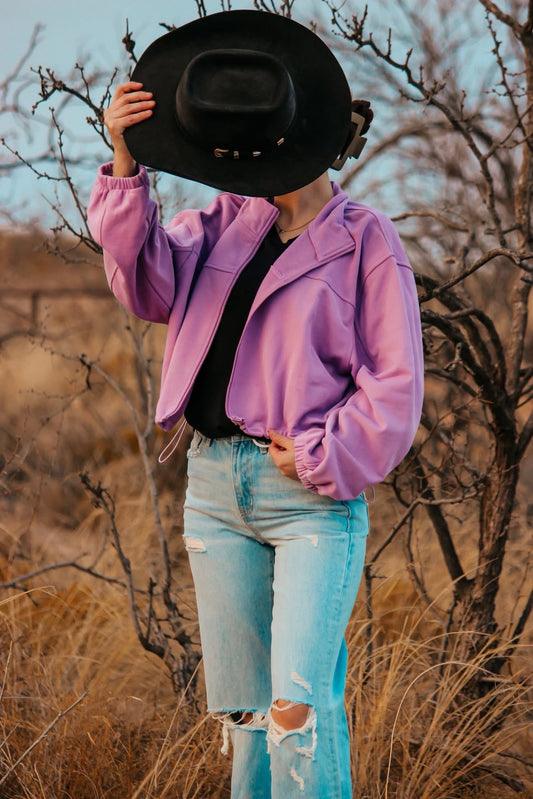 Purple Crop Zip Jacket