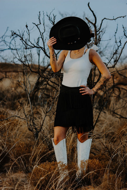 Black fringe skirt