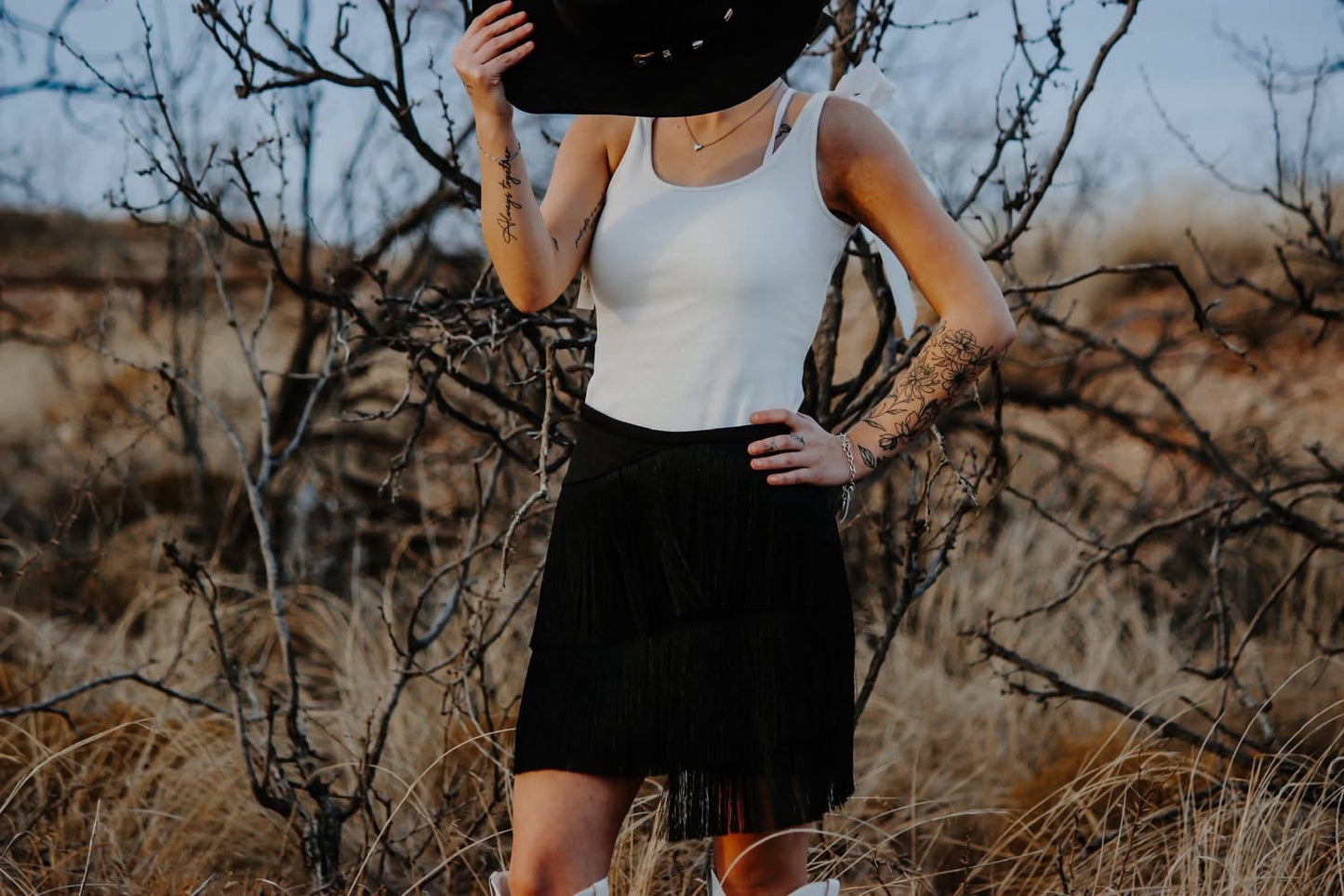 Black fringe skirt