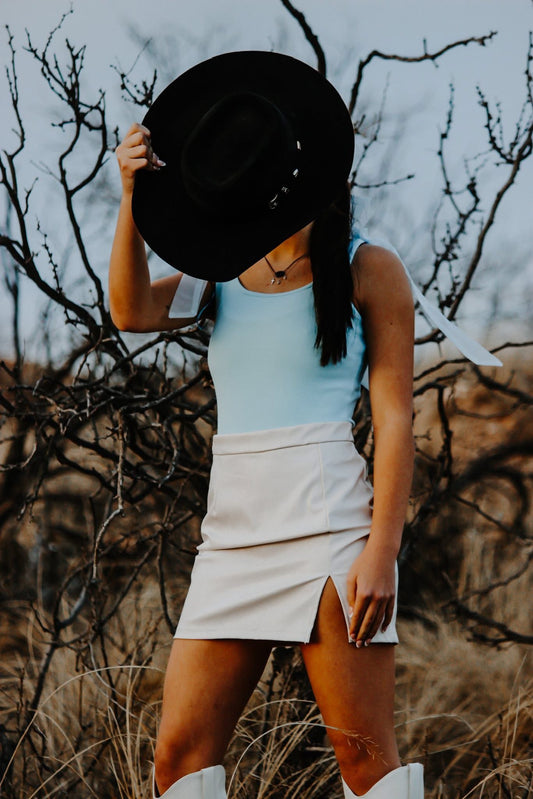 White Leather Skirt