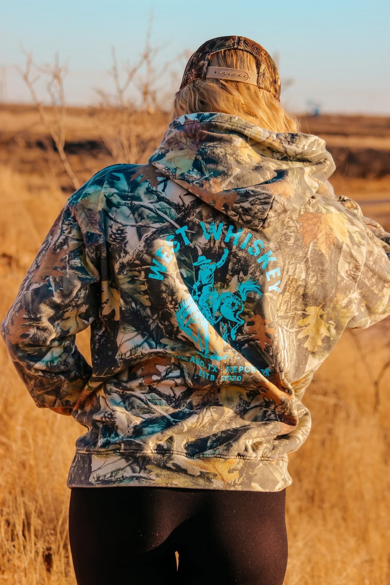 Camo hoodie w/ turquoise