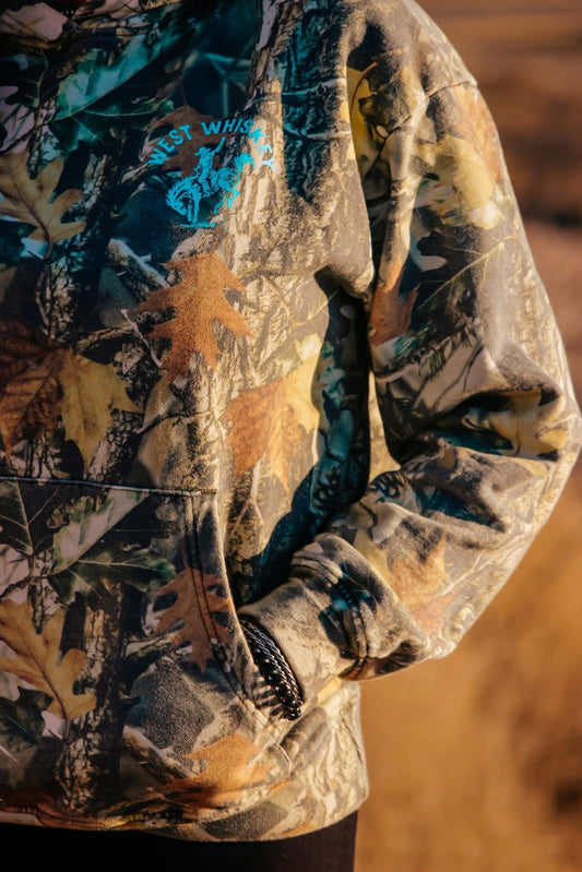 Camo hoodie w/ turquoise