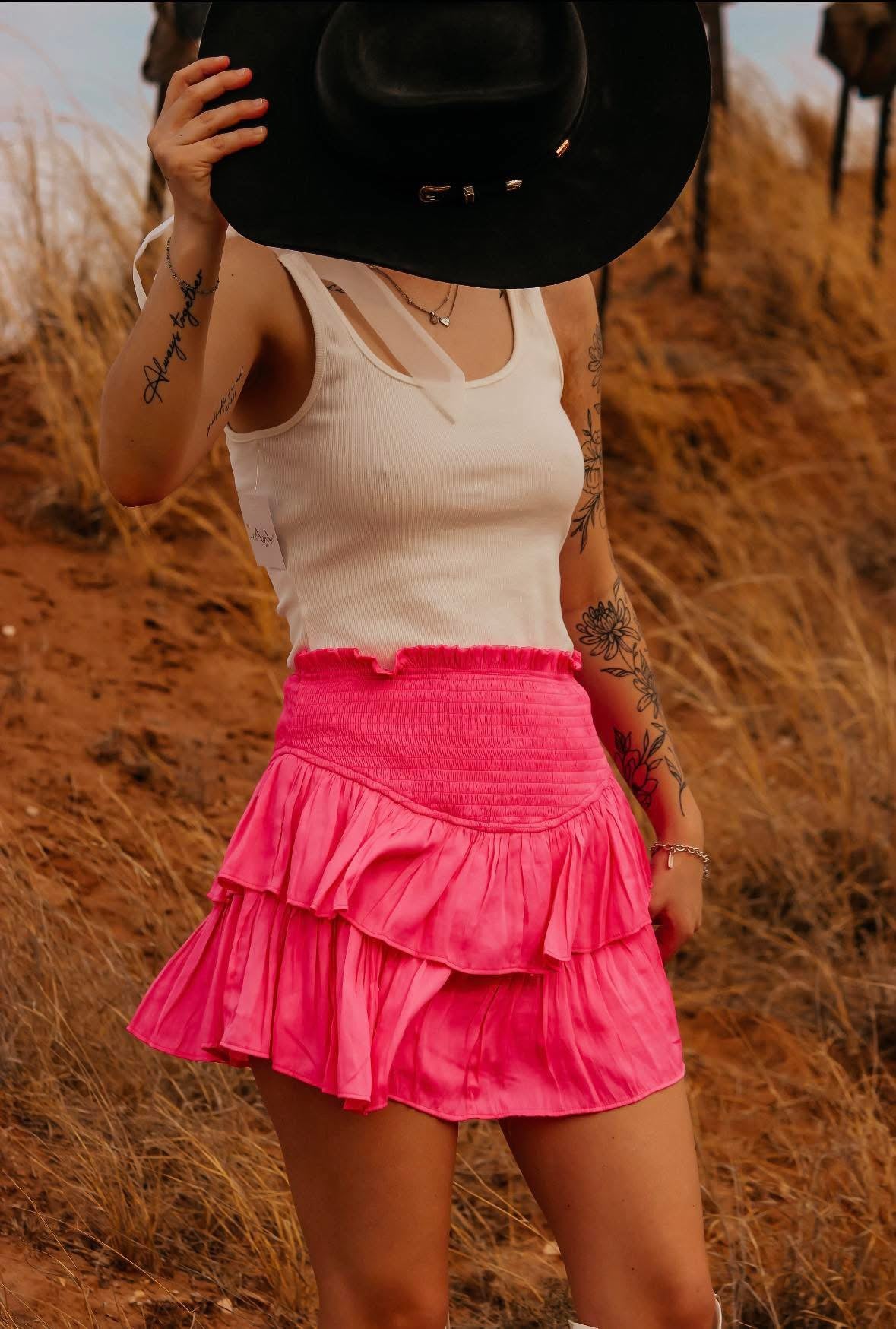 Pink ruffle skirt