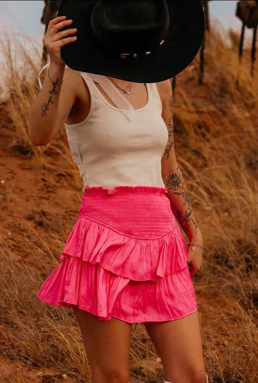Pink ruffle skirt