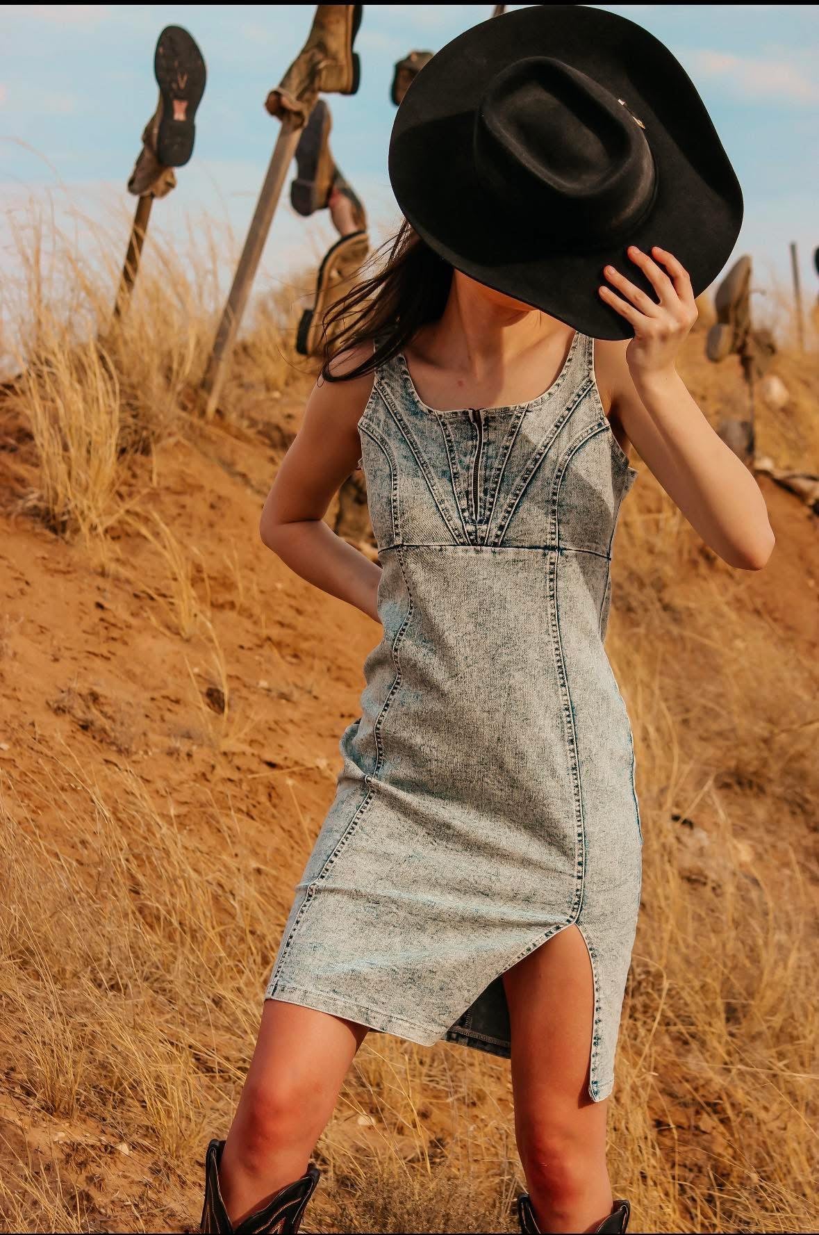 Blue denim dress