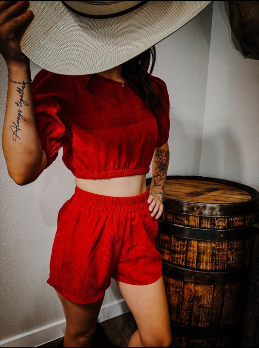 Charolette red two piece set